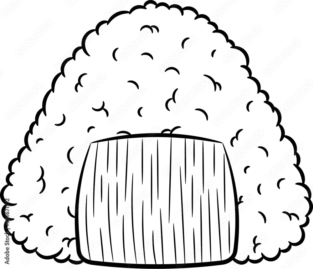 Japanese Onigiri rice cute drawing sketch for coloring Stock Vector ...