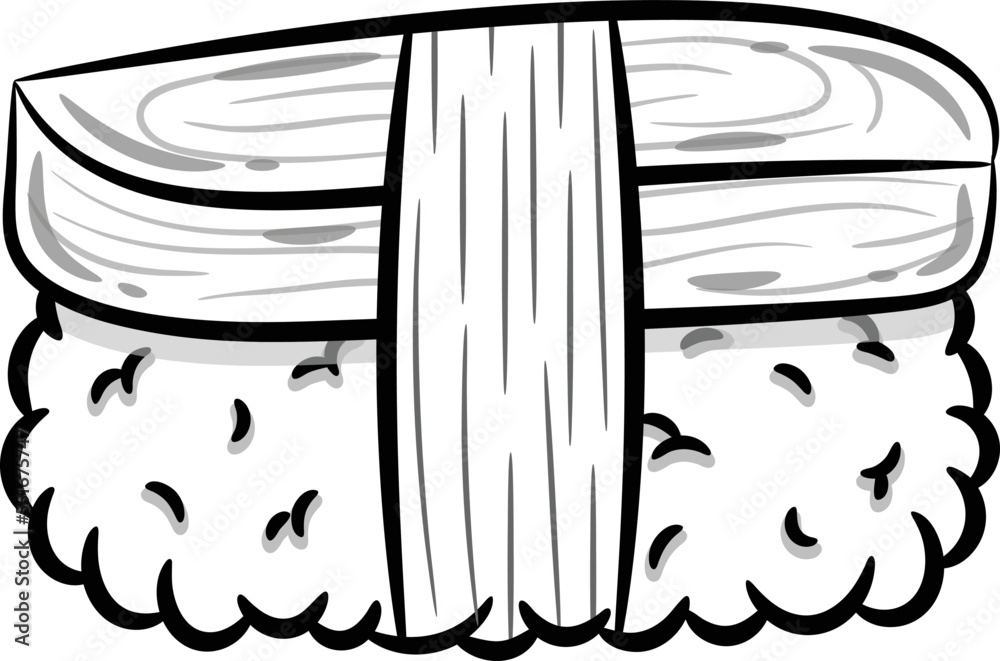 Japanese Sushi rice with egg roll cute drawing sketch for coloring Japanese Sushi rice with egg roll cute drawing sketch for coloring