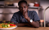 ,A perfect picture of a portrait of an young african descent person working as a chef  - AI Generated