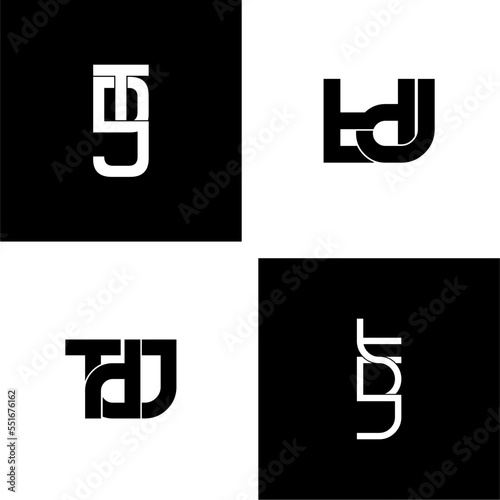 tdj letter initial monogram logo design set