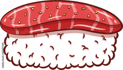 Japanese Sushi rice with tuna cute drawing