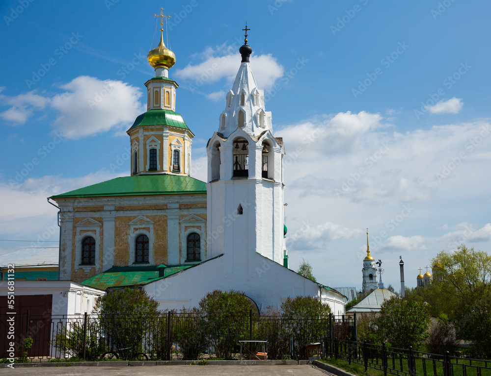 View of Vladimir cityscape with Church of St. George in sunny spring day ..