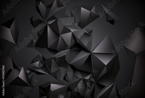 black abstract background with polygonal shapes. Generative AI