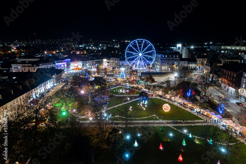 Galway Christmas Market 2022 Aerial view of Eire Square.