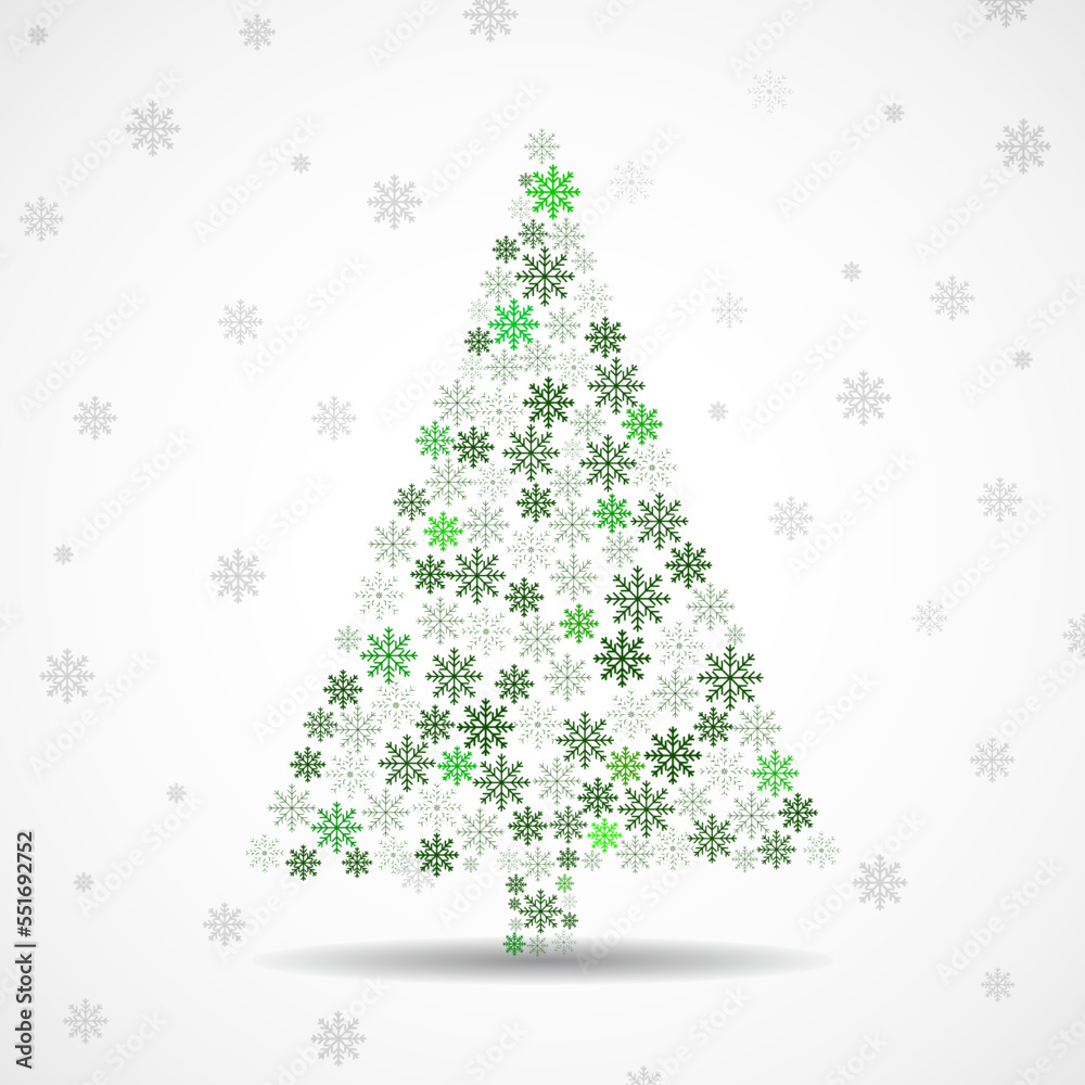 Abstract Christmas tree of snowflakes isolated on white background Abstract Christmas tree of snowflakes isolated on white background