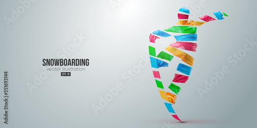 Abstract silhouette of a snowboarding on white background. The snowboarder man doing a trick. Carving. Vector illustration