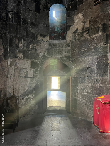 Inside Gndevank monastery in the mountains of Armenia