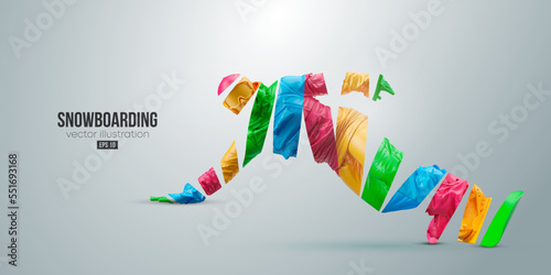 Abstract silhouette of a snowboarding on white background. The snowboarder man doing a trick. Carving. Vector illustration