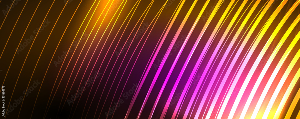 Shiny neon waves, dynamic electric motion, energy or speed concept. Vector illustration for wallpaper, banner, background, leaflet, catalog, cover, flyer Shiny neon waves, dynamic electric motion, energy or speed concept. Vector illustration for wallpaper, banner, background, leaflet, catalog, cover, flyer