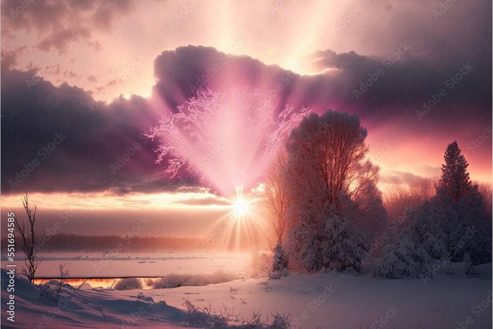 Fototapeta premium pink winter sky