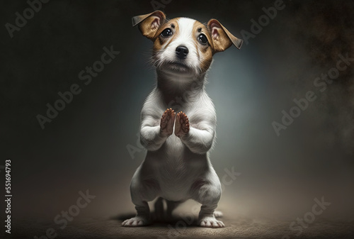 Wallpaper Mural Jack Russell puppy making a prayer motion while standing on its two hind legs