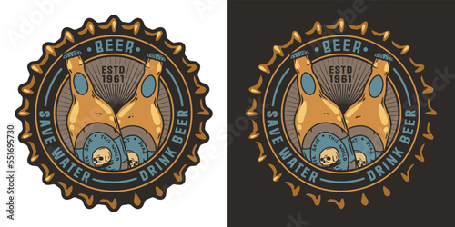 Beer metal cap for print. Original brew design