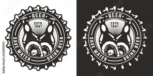 Beer metal cap for print. Original brew design