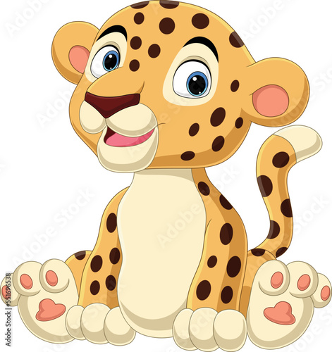 Cute baby leopard cartoon sitting