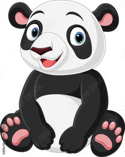 Cartoon cute baby panda sitting