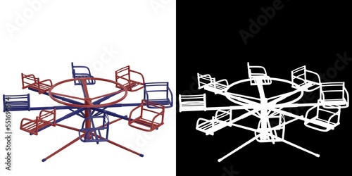 3D rendering illustration of a vintage playground merri-go-round