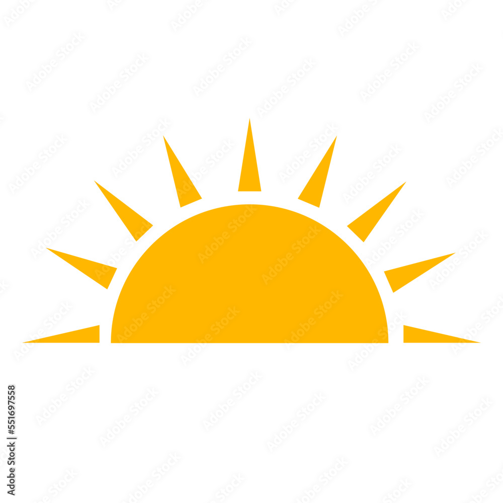 Half sun is setting icon vector. The sunset concept for graphic design, logo, web site, social media, mobile app.