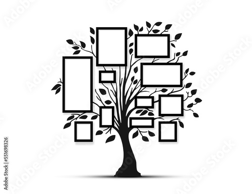 Frame tree family vintage, nature print. Vector