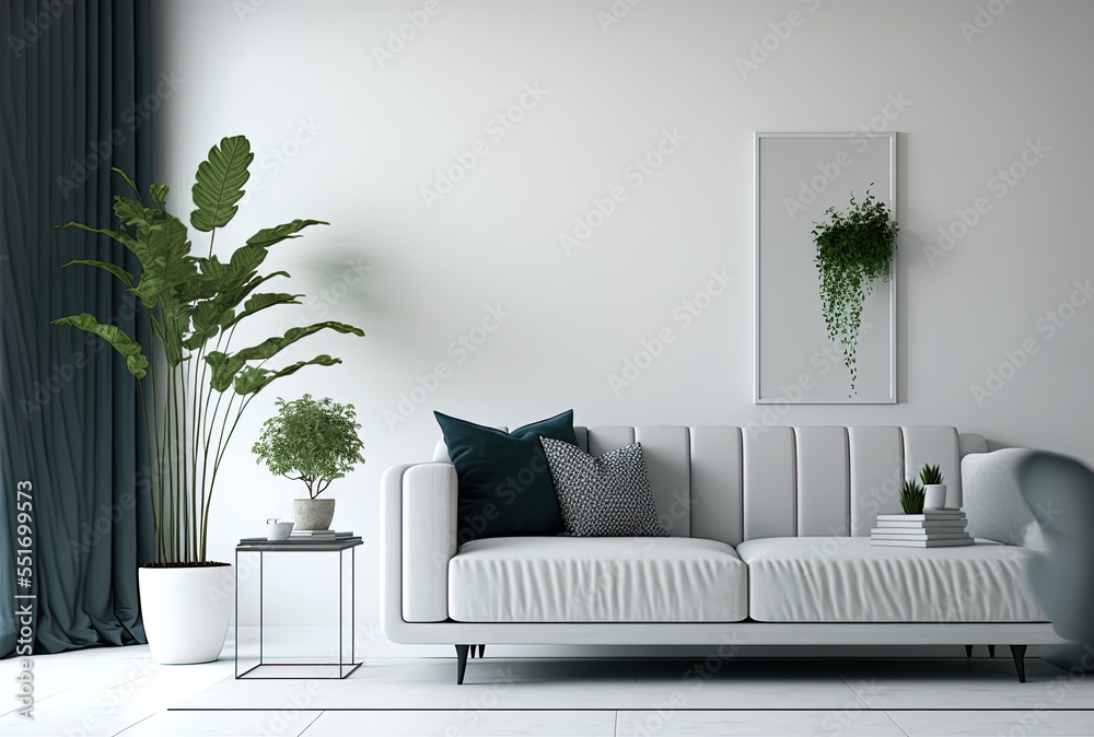 Stockillustratie Zoom background, couch, minimal frame, furniture ...