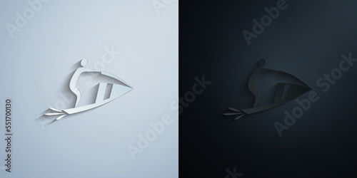 man on jet ski paper icon with shadow vector illustration