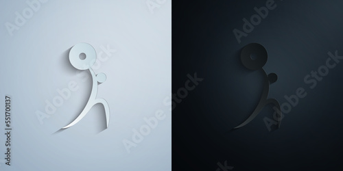 powerlifting paper icon with shadow vector illustration