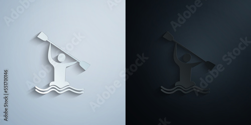 Windsurfing paper icon with shadow vector illustration