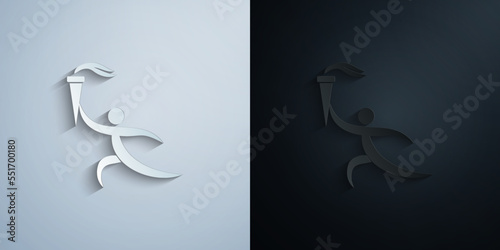 powerlifting paper icon with shadow vector illustration