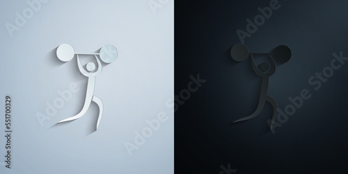 gymnast with ribbon paper icon with shadow vector illustration