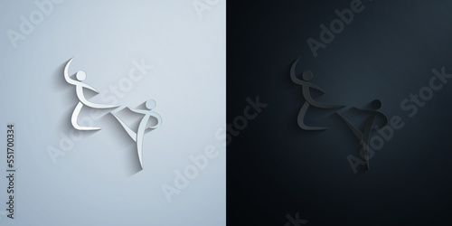 powerlifting paper icon with shadow vector illustration