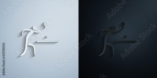 hammer throwing paper icon with shadow vector illustration