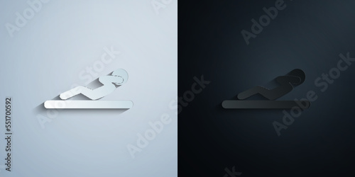 Doing sit up paper icon with shadow vector illustration