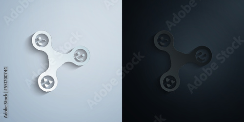 Fidget spinner with faces paper icon with shadow vector illustration