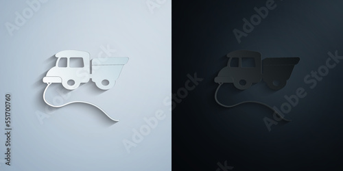 Toy Truck on a string paper icon with shadow vector illustration