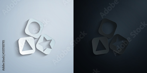 Wooden block building game paper icon with shadow vector illustration