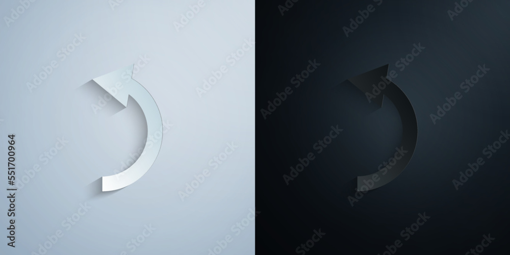 Arrow, backward paper icon with shadow vector illustration