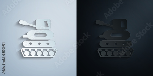 Tank toy paper icon with shadow vector illustration