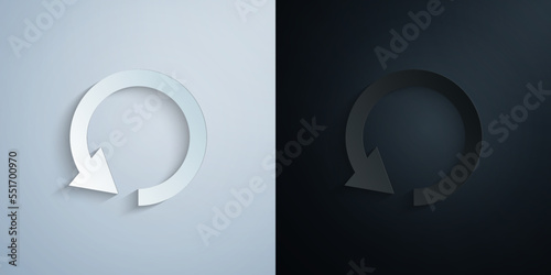 Arrow, refresh paper icon with shadow vector illustration