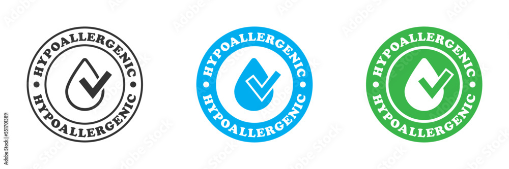 Hypoallergenic icon set. Hypoallergenic tested logo. Vector illustration. Hypoallergenic icon set. Hypoallergenic tested logo. Vector illustration.