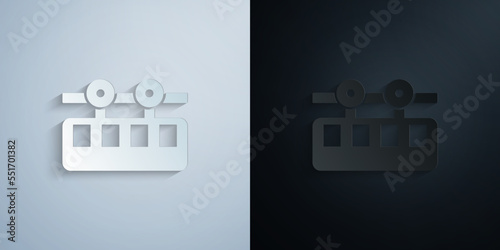 Cable, funicular, ski paper icon with shadow vector illustration