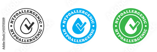 Hypoallergenic icon set. Hypoallergenic tested logo. Vector illustration.