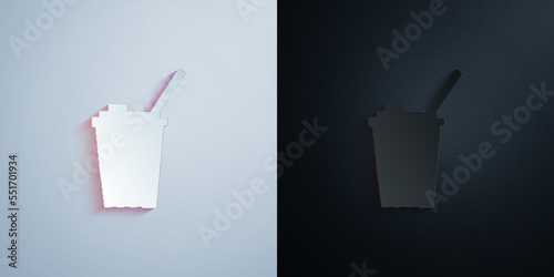 drink with straw colored paper icon with shadow vector illustration