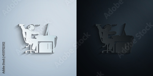man bored paper icon with shadow vector illustration