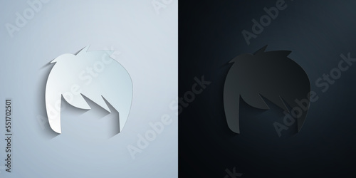 hair, woman, haircut shag paper icon with shadow vector illustration