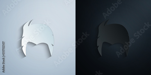 hair, woman, haircut short paper icon with shadow vector illustration