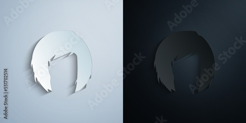 hair, woman, haircut bob paper icon with shadow vector illustration