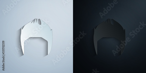 hair, woman, haircut mohawk paper icon with shadow vector illustration