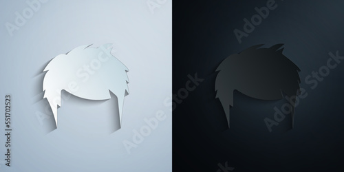 hair, woman, haircut quiff paper icon with shadow vector illustration