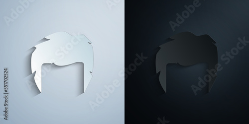 hair, woman, haircut shag paper icon with shadow vector illustration