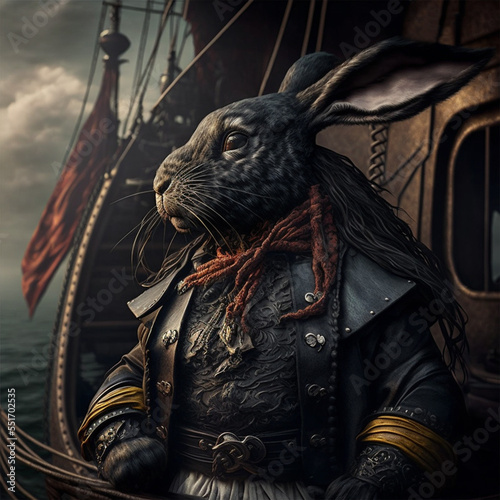 Black rabbit pirate on the ship
