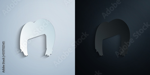 hair, woman, haircut, side-swept paper icon with shadow vector illustration